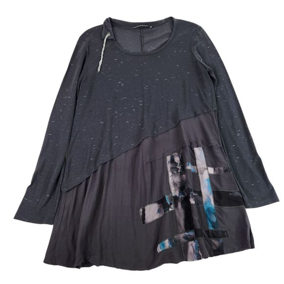 MADO ET LES AUTRES Top Womens 4 Black Long Sleeve Asymmetrical Artsy France - Picture 1 of 12